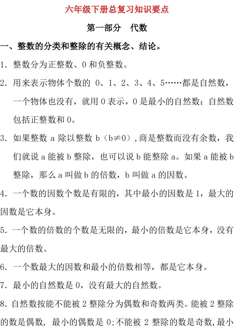 【总复习知识汇总】六下数学西师版-EduToon学术