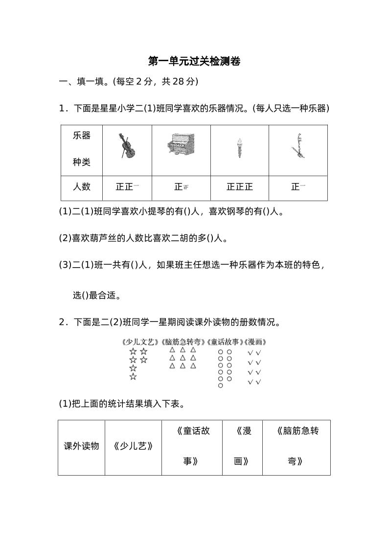 二下数学人教第一单元过关检测卷-EduToon学术