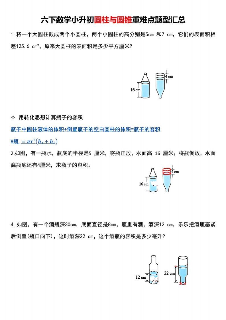 小升初数学【圆柱与圆锥重难点题型汇总】-EduToon学术