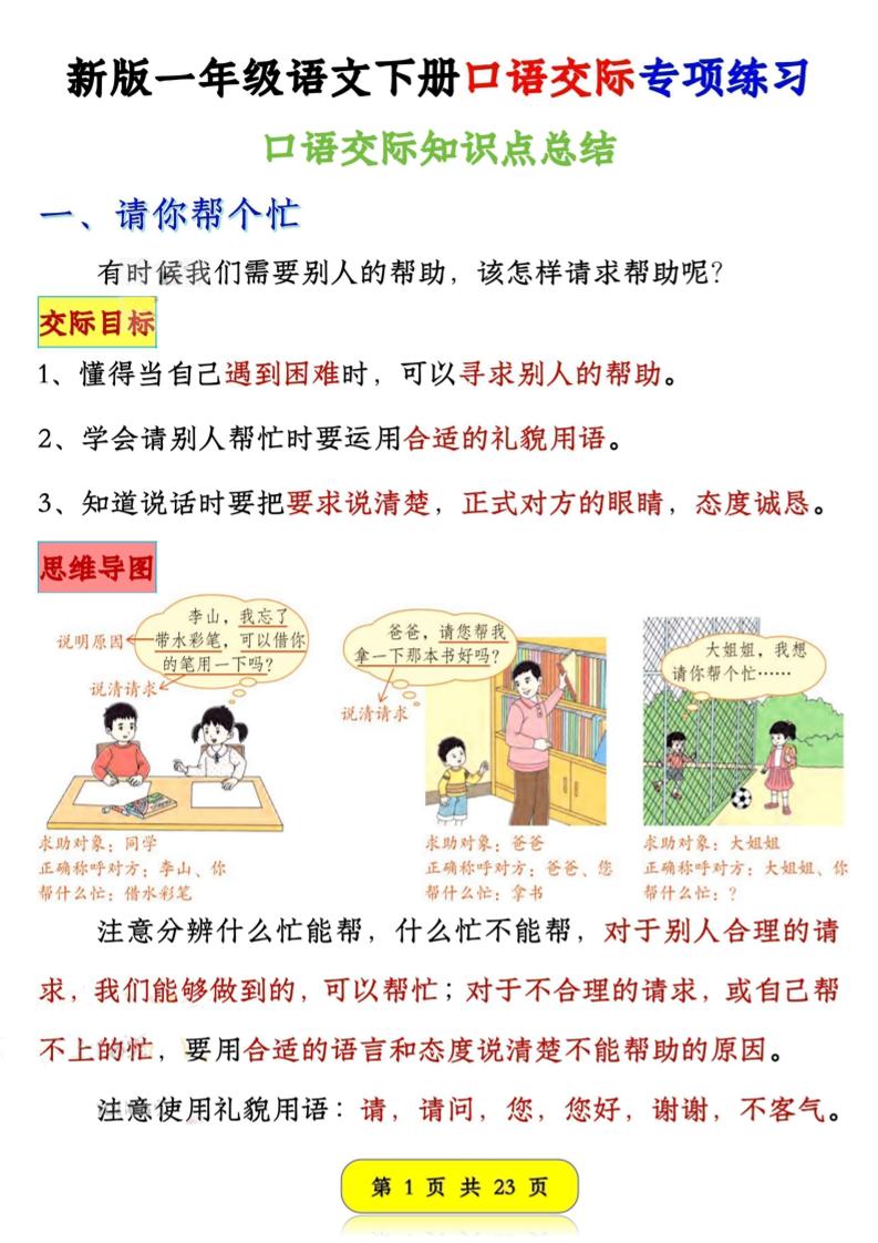 新一下语文口语交际专项练习（23页）-EduToon学术