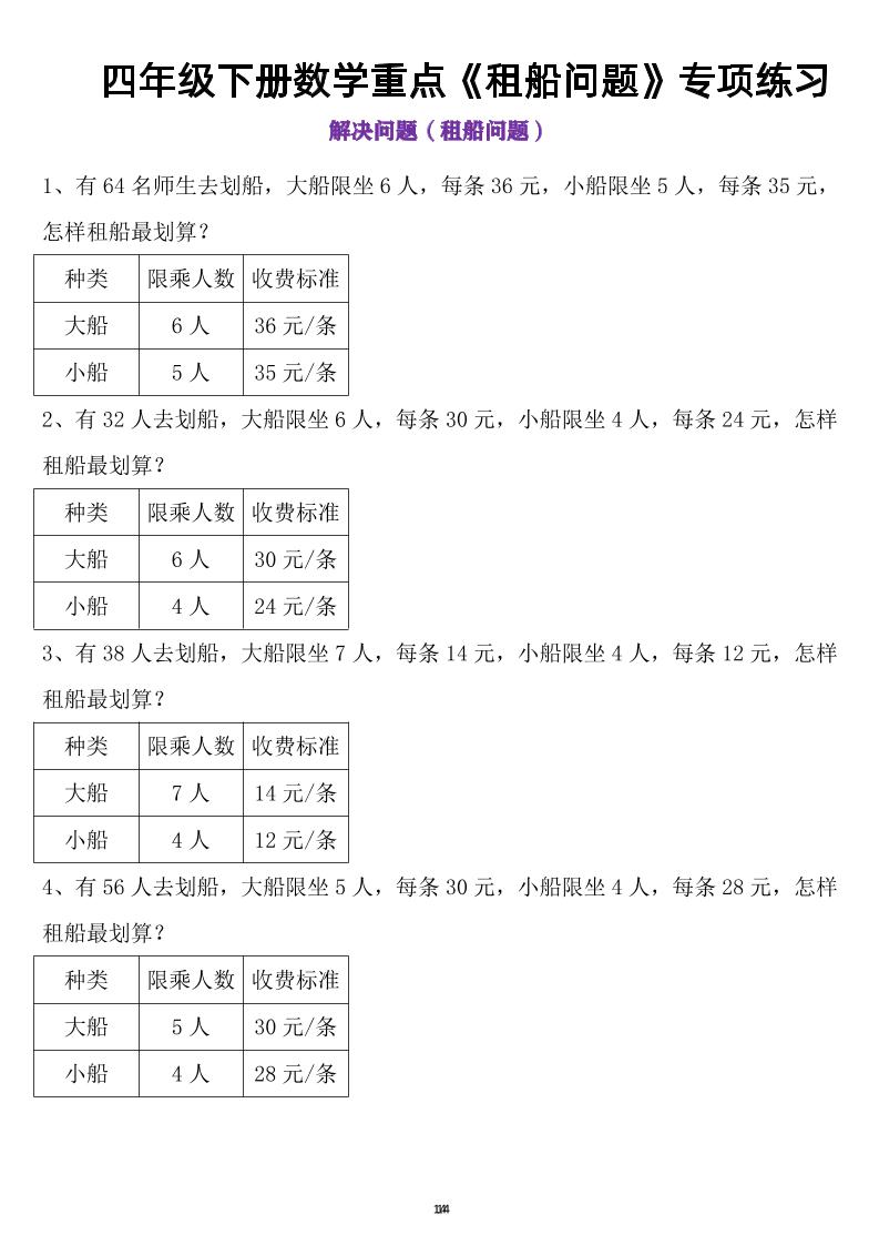 四年级下数学租船问题(4)-EduToon学术