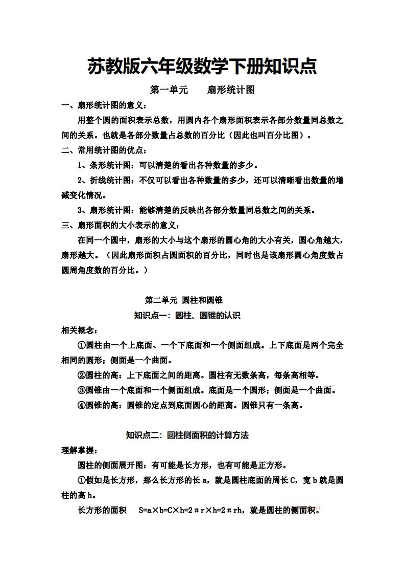 六下苏教版数学知识点-EduToon学术