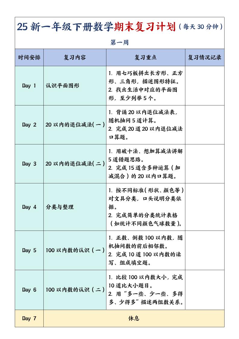 一下数学【期末复习计划】-EduToon学术